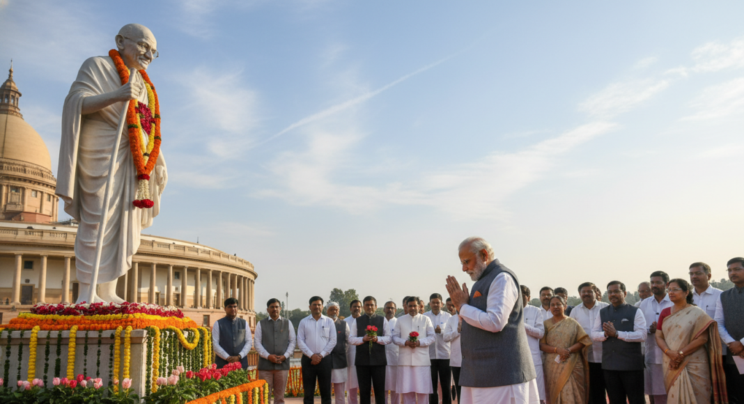 प्रधानमंत्री ने महात्मा गांधी को दी श्रद्धांजलि